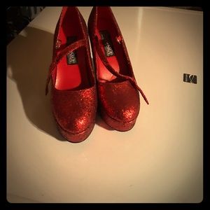 Red glitter Mary Janes